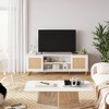 Rattan TV Stand Entertainment Center with Marble Pattern for 65" TV, White TV Console Table & Cabinet with Adjustable Shelves for Living Room, Bedroom - 4 of 4