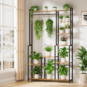 Large Plant Stand Indoor with Grow Light, 8 Tiered Heavy-Duty Metal Plant Stand, Square Flower Stand Display Rack for Living Room, Balcony, Patio - 1 of 1