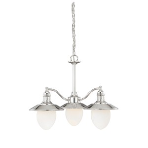 VAXCEL Marina Bay 3 Light Nickel Coastal Chandelier White Glass - 1 of 2