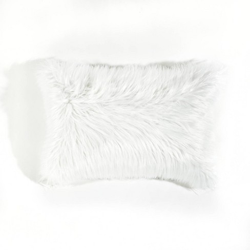 Fluffy white throw pillow | White faux fur pillow cover | Short hair faux  fur throw pillow | Ivory white faux fur | White | Made in Canada.