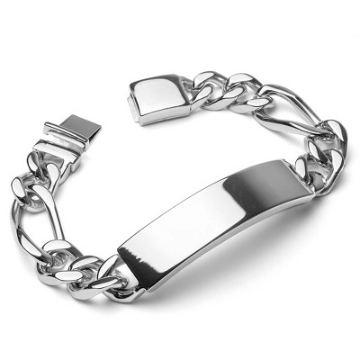 Crucible Men's Heavy Engravable Figaro Chain ID Bracelet (14mm) - 8"