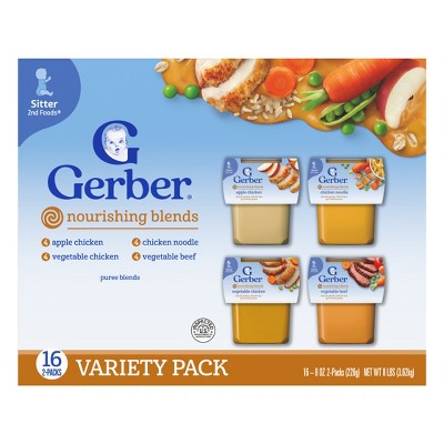Gerber 2nd Foods Nourishing Blends Baby Food, Variety Pack - 16ct - 128 oz