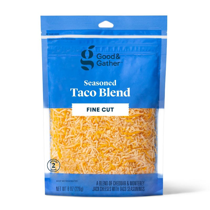 Finely Shredded Taco Blend Cheese - 8oz - Good & Gather&#8482;, 1 of 5