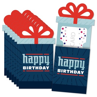 Big Dot of Happiness Boy Birthday - Birthday Party Money and Gift Card Sleeves - Nifty Gifty Card Holders - Set of 8