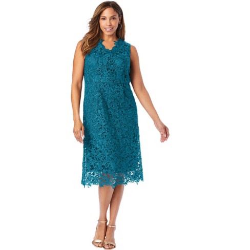Jessica London Women's Plus Size Flared Tank Dress, 26/28 - Deep Teal ...