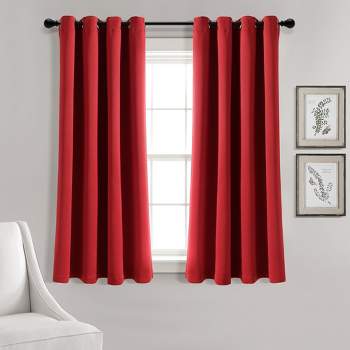 Home Boutique Insulated Grommet Blackout Window Curtain Panels Red 52x63 Set