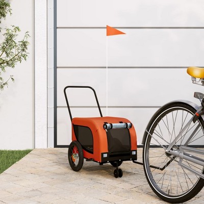 vidaXL Pet Bike Trailer Orange and Black Oxford Fabric and Iron 48.8" x 20.9" x 20.9"