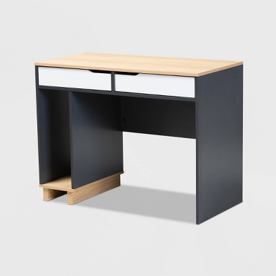 Reed 2 Drawer Wood Computer Desk - Gray/White - Baxton Studio