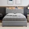 Bed Frame with Drawer, Upholstered Platform Bed Frame with Storage Headboard and Charging Station, Mattress Foundation with Wooden Slats Suppor - 3 of 4