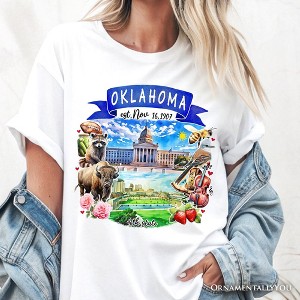 Artistic Oklahoma State Themes and Landmarks T-Shirt, Tee for History and Travel Lovers| OrnamentallyYou - 1 of 4
