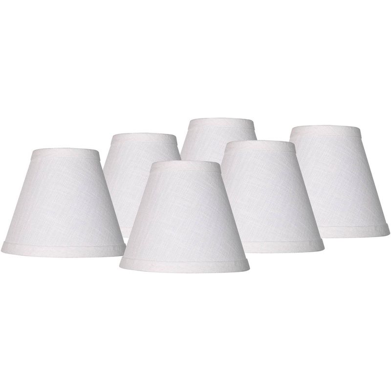 Springcrest Set of 6 Hardback Empire Lamp Shades White Linen Small 3" Top x 6" Bottom x 5" High Candelabra Clip-On Fitting, 1 of 8