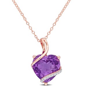 EVERLY JEWELRY | Rose Plated Sterling Silver 0.05 CT Diamond TW & 6 1/2 CT TGW Amet Fashion Pendant With Chain - 1 of 4