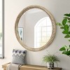 TopComfy Makeup Mirrors Round Decorative Wall Mirror Farmhouse Accent Mirror Wood Beaded Frame Mirror for Living Room, Beige, 34.65"*34.65"*3.35" - 4 of 4