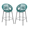 Set of 2 PE Wicker Outdoor Bar Stools with Curved Backrest, Metal Frame Counter Height Chairs for Patio, Deck, or Balcony-Maison Boucle - 4 of 4