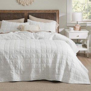 100% Cotton Quilt Set Lightweight Bedspread Cozy Bedding Coverlet 3-Piece with Pillow Shams - 1 of 4