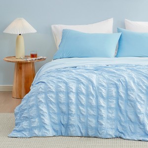 Cozy Bliss Seersucker Cooling Comforter, Reversible Cooling Blanket for Hot Sleepers - 1 of 4
