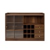 Ridstar 47.24 in. W Freestanding Countertop Storage Cabinet with 2 Striped Glass Sliding Doors-Brown - 3 of 4