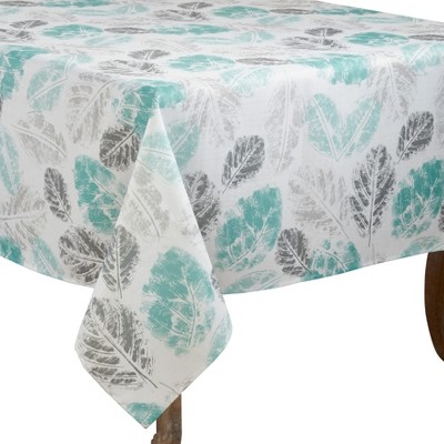 Saro Lifestyle Printed Tablecloth With Leaf Design, 65"x65", Mint, Square