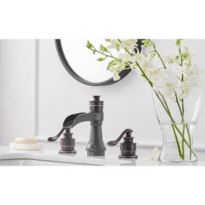 Oil-Rubbed Bronze 8-Inch Waterfall Widespread Bathroom Faucet