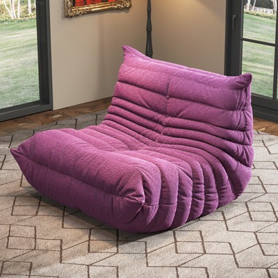 SYFERLORY Soft Beanbag Chair - Memory Foam Floor Sofa for Living Room, Bedroom or Office - Single Seat Lounger with Removable Cover，Purple