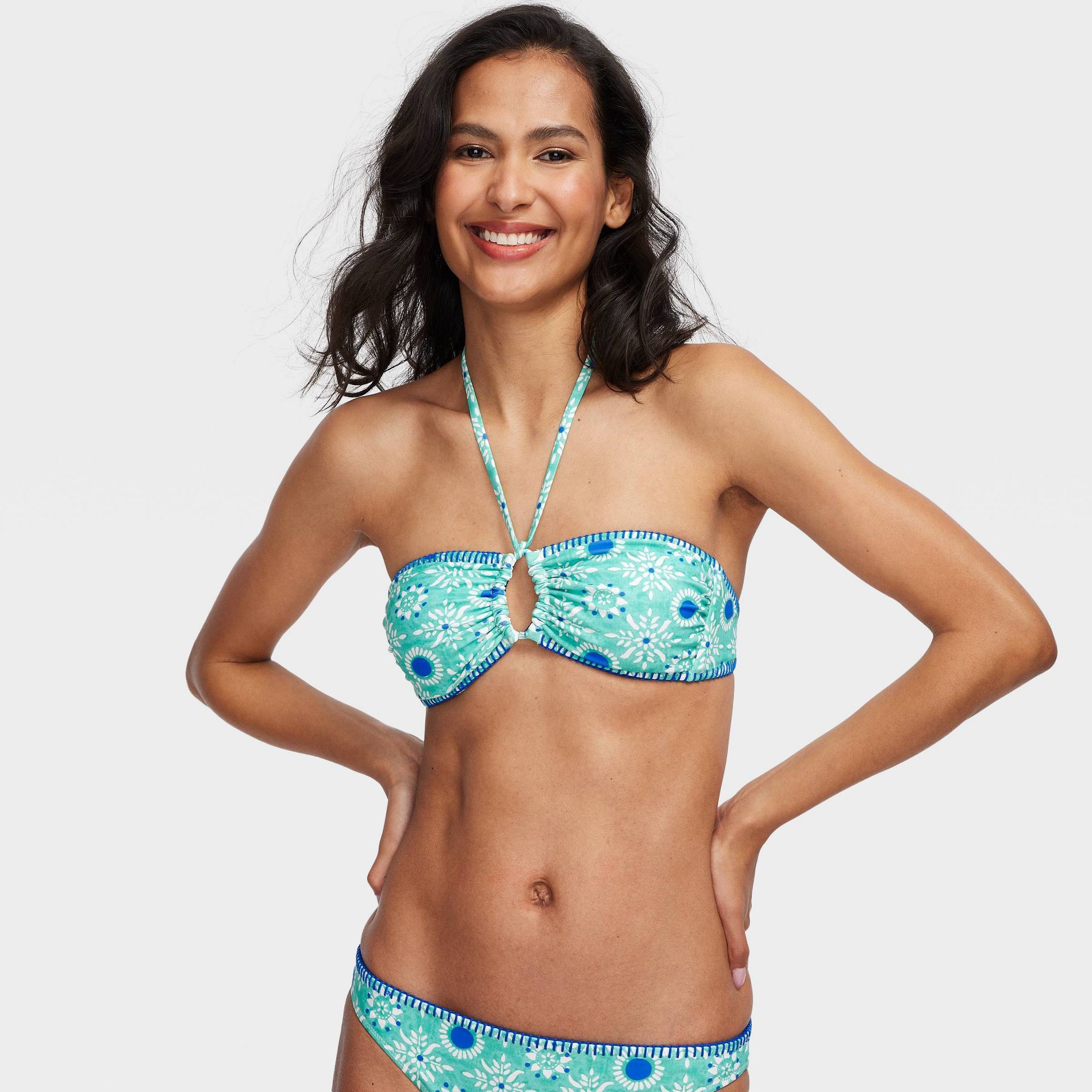 Women's Star Medallion/Multi Stripe Reversible Bandeau Bikini Top Teal/Blue - Roller Rabbit x Target