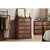5 Drawer Dresser for Bedroom, Farmhouse Tall Chest of Drawers with Metal Handles, Rustic Wooden Dresser for Living Room, Hallway - 4 of 4