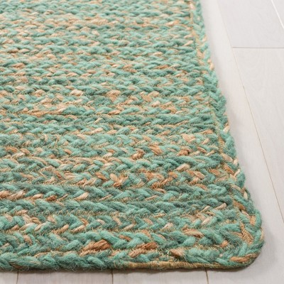 Geordie Green and Natural Hand-Knotted Wool Area Rug, 5' x 8'