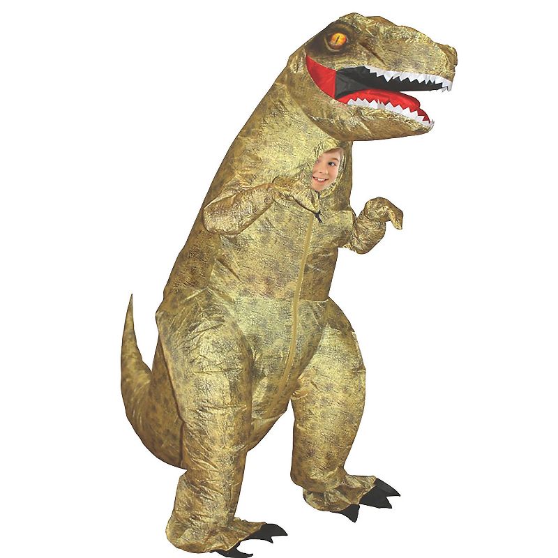 Studio Halloween Kids' Inflatable T-Rex   Costume - One Size Fits Most - Brown, 1 of 2
