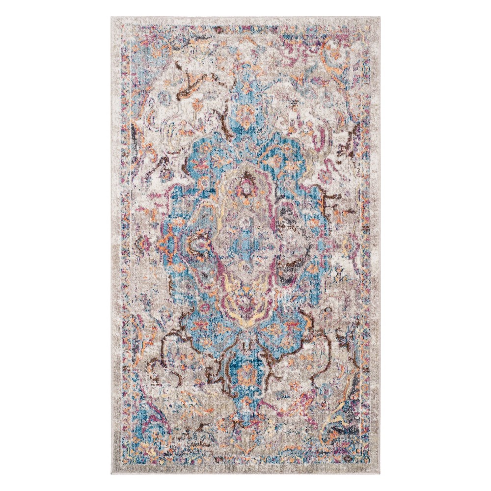 3'x5' Medallion Accent Rug Blue/Light Gray - Safavieh