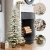 LuxenHome 4Ft Pre-Lit Snow-Flocked Artificial Christmas Tree with Warm White Lights & Burlap Base Green - 2 of 4