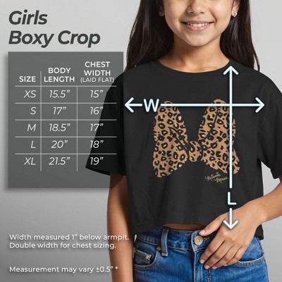 Mickey Mouse & Friends Girls' Mickey & Friends Leopard Animal Print Minnie Mouse Bow Crop T-Shirt - Black - Medium — фото 5