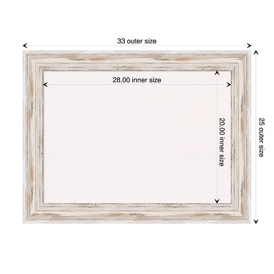 Alexandria White Wash Wood Framed Cork Bulletin Board 33" x 25"