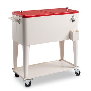 Karl Home 80 QT Red Milky Patio Cooler Cart - 1 of 4