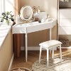 KTMBDW 44'' Makeup Vanity Desk with HD Mirror, Large Corner Vanity with Wood Top, Modern Dressing Table with Drawer & Stool for Bedroom,White - 2 of 4