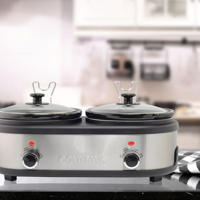 Courant 2.5 QT Each Pot (Total of 5 QT) Double Slow Cooker - Stainless Steel, 5 of 9