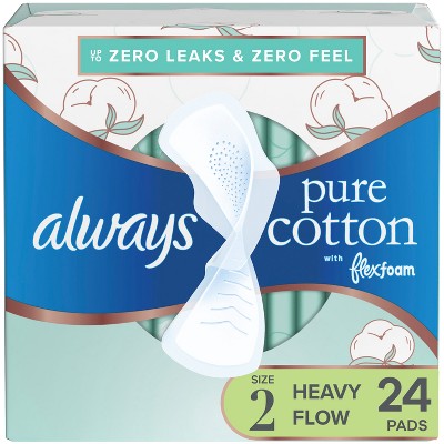 Always Pure Cotton Heavy Unscented Maxi Pads - Size 2