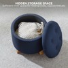Pinmoco 17.5" Round Tufted Storage Ottoman, Faux Linen Footrest Stool with Removable Lid - 4 of 4