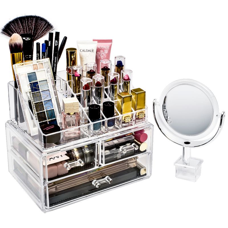 Sorbus Makeup Storage Organizer with Magnifying Mirror - Clear, 3 of 5