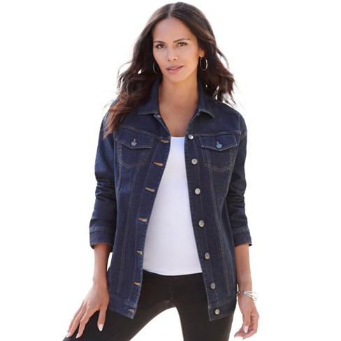 Dark indigo denim hot sale jacket womens