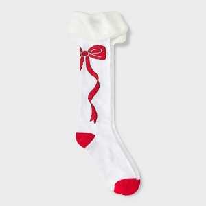 Women's Christmas Knee High Socks with Faux Fur Cuff - Wondershop™ - 1 of 3