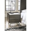 Signature Design by Ashley Arkenton 2-Drawer Nightstand with White Marble Top - Modern Bedroom Side Table, Grayish Brown Wood Finish - 2 of 4