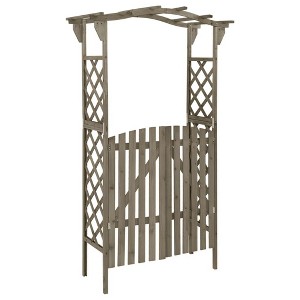 vidaXL Pergola Outdoor Pergola Garden Arch with Gate for Deck Solid Wood Fir - 1 of 4
