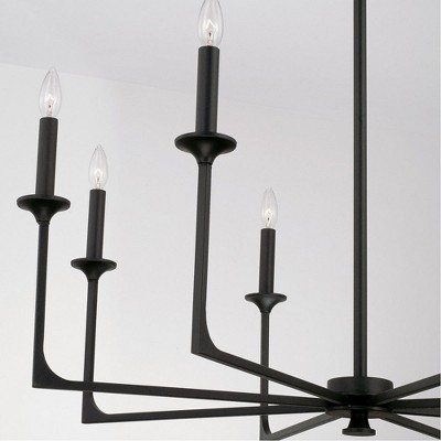 Clint Transitional Bold 8-Light Black Iron Candle Chandelier