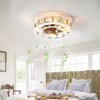 Caged Ceiling Fan, Low Profile Flush Mount Farmhouse Modern Ceiling Fans, 6 Speeds Reversible Blades, 5 LED Bulbs Included for Bedroom Living Room - 2 of 4