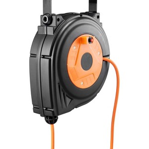 VEVOR Retractable Extension Cord Reel, 30 FT, Heavy Duty 16AWG/3C SJTOW Power Cord, with Lighted Triple Tap Outlet 10 Amp Circuit Breaker, Orange - 1 of 4