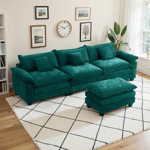 EHMKNP 112" L-Shaped Modular Sectional Sofa – Comfy Cloud Couch with Movable Ottoman, Deep Seat Cushions for Living Room - 1 of 4