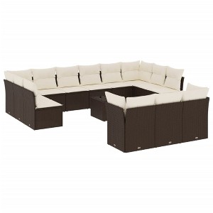 vidaXL Garden Sofa Set Brown, Cream White - 1 of 4