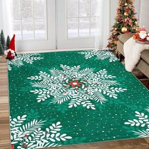 Fulvari Christmas Snowflake Area Rug,Rug Washable Non Slip for Entryway,Mats for Front Door,Bedroom Living Room Laundry Room Indoor - 1 of 4