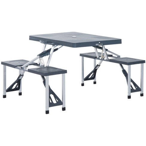 Outsunny Portable Foldable Camping Picnic Table Set With Four