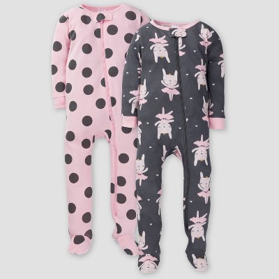 Gerber Baby Girls' 2pk Bunny Union Suit - Pink 18M